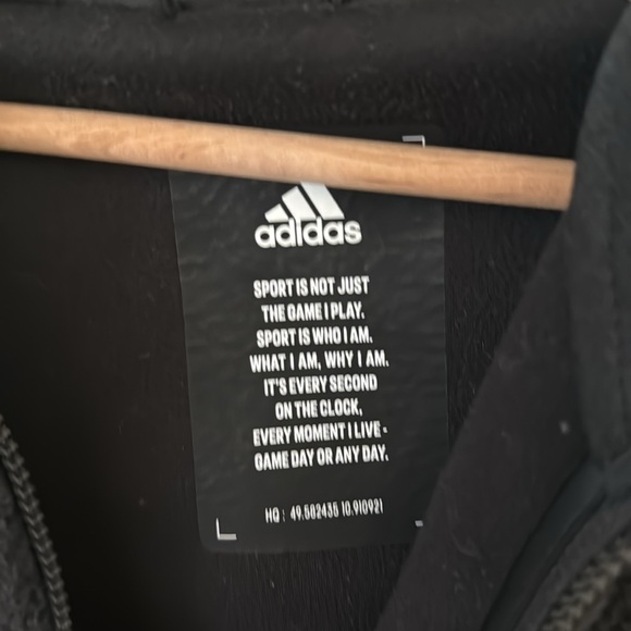 Adidas Black Zip Jacker with Hood and pockets - Picture 3 of 8
